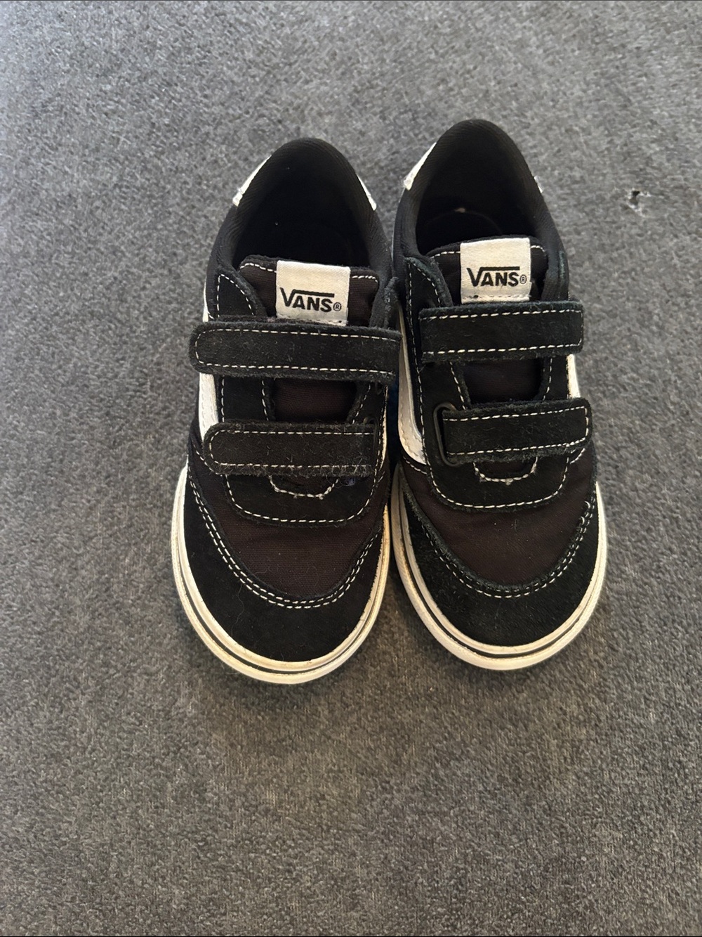 Vans Kids Black and White Double Velcro Skate Sneakers